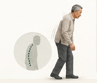 2단계 양쪽 증상, 구부정한 자세
